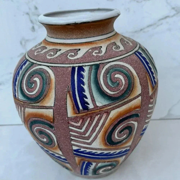 Vintage Collection Ceramic Southwestern Design Pottery Water Vase Cream Size 10" - Picture 9 of 9
